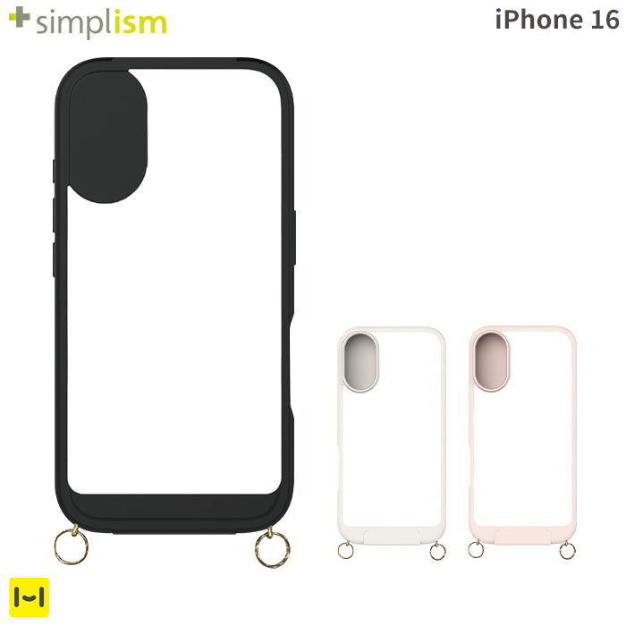 [iPhone 16専用]Simplism+amulet シンプリズムアミュレット [Vertical Flip]ストラップリング付き 縦開き背面クリアフリップケース