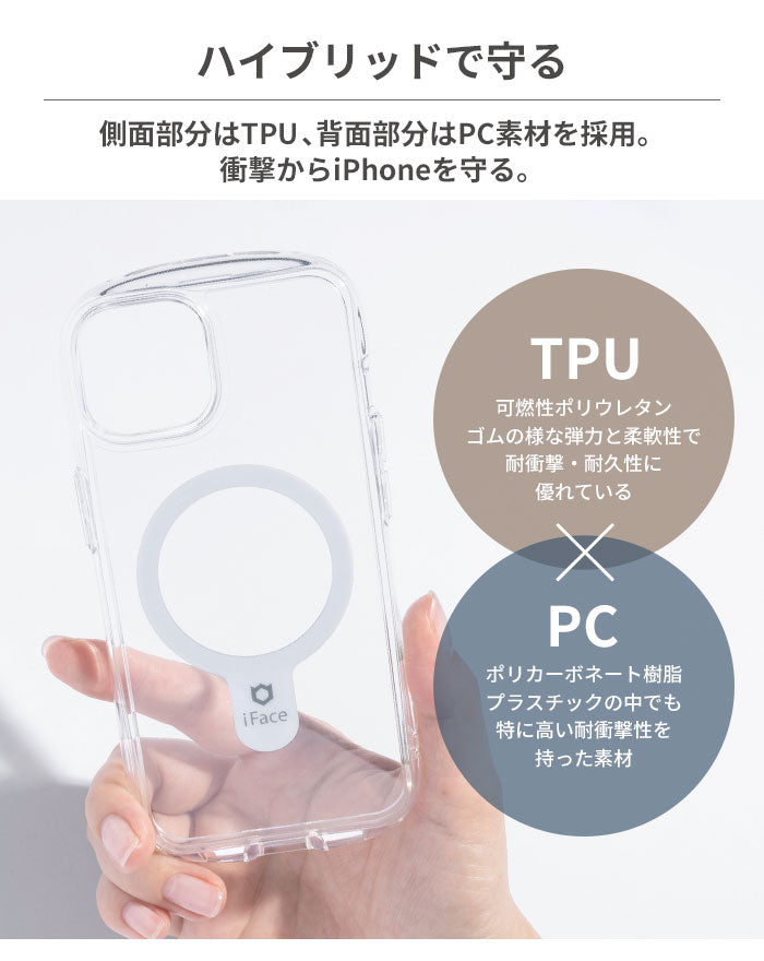 [iPhone 15/15 Pro/15 Plus/15 Pro Max/14/14 Pro/14 Plus/13/13 Pro専用]iFace Look in Clear Hybrid Magneticケース(クリア)