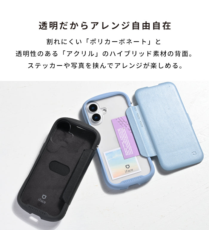 [iPhone 16/16 Pro専用]iFace Reflection ダイアリー ポリカーボネート クリアケース