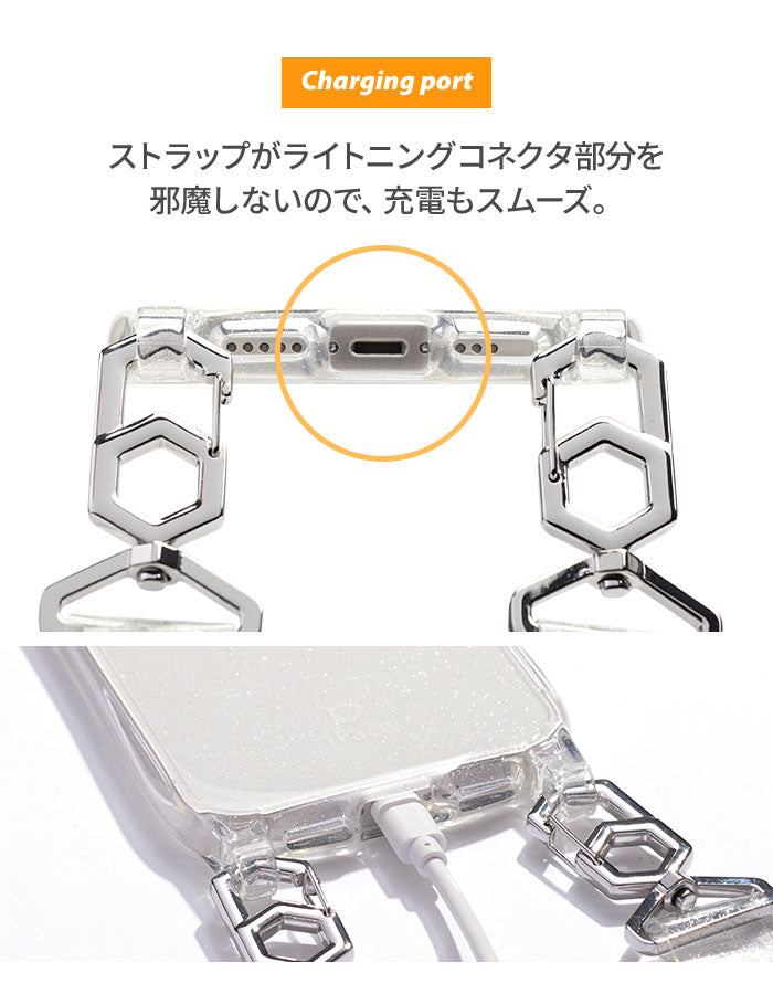 iPhone 14/14 Pro/13/13 Pro/12/12 Pro/8/7/SE(第2/第3世代)専用]iFace Hang and クリアケース /ショルダーストラップセット