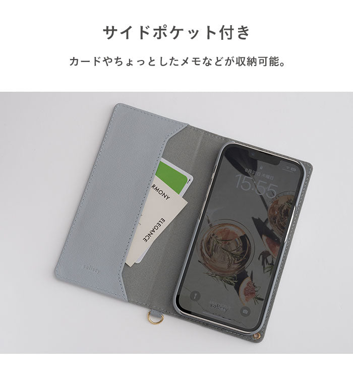 iPhone 15/14/13専用]salisty noble レザーダイアリーケース